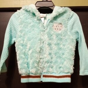 Cozy Aqua Fleece Hoodie with Heart Detail